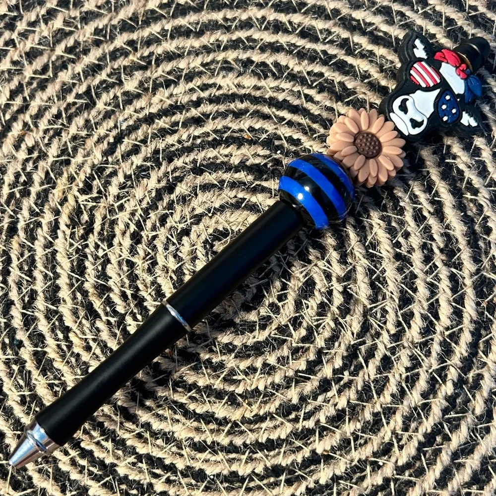 Patriotic / Thin Blue Line / Beaded Pen
